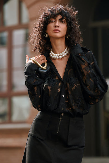 Embroidered lace shirt