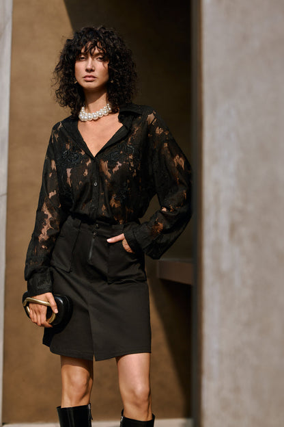 Embroidered lace shirt