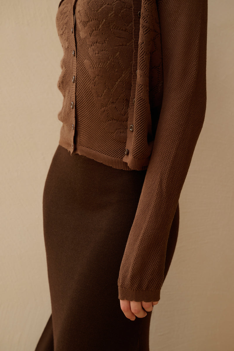 Embroidered openwork knit set