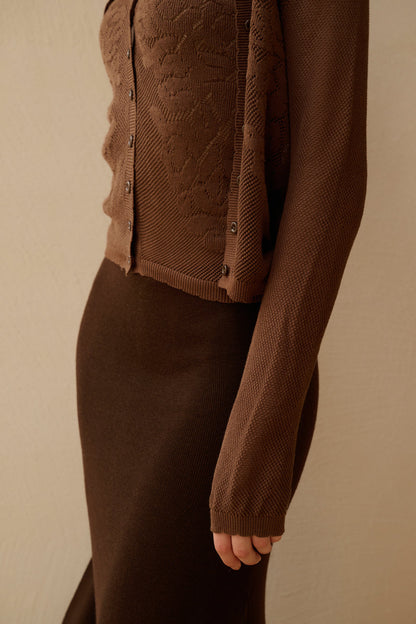 Embroidered openwork knit set