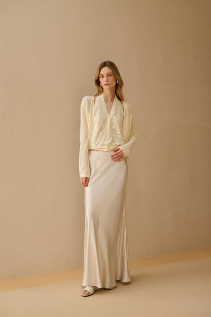 Embroidered openwork knit set