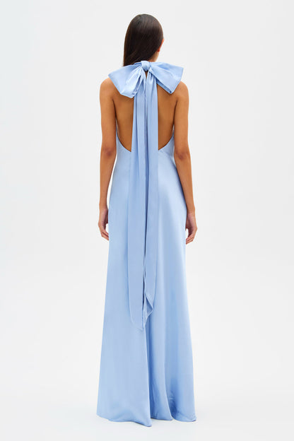 Evianna Satin Maxi Dress - Baby Blue