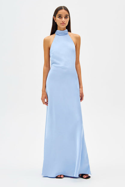 Evianna Satin Maxi Dress - Baby Blue