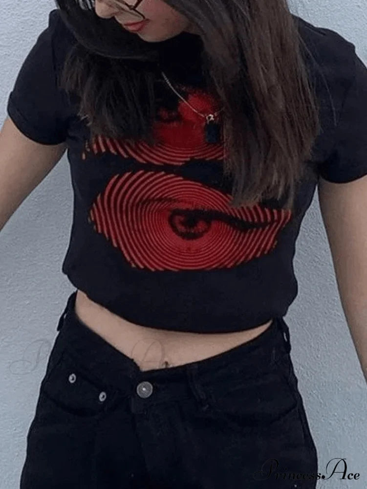 Eye Look Graphic Trendy Crop Tank Top Tops&Tees
