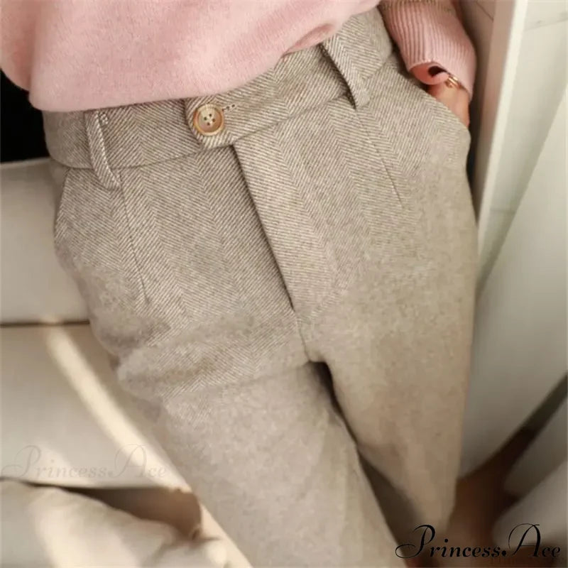 Fashion Office Wear High Waist Harem Pencil Trousers Autumn Winter Pants