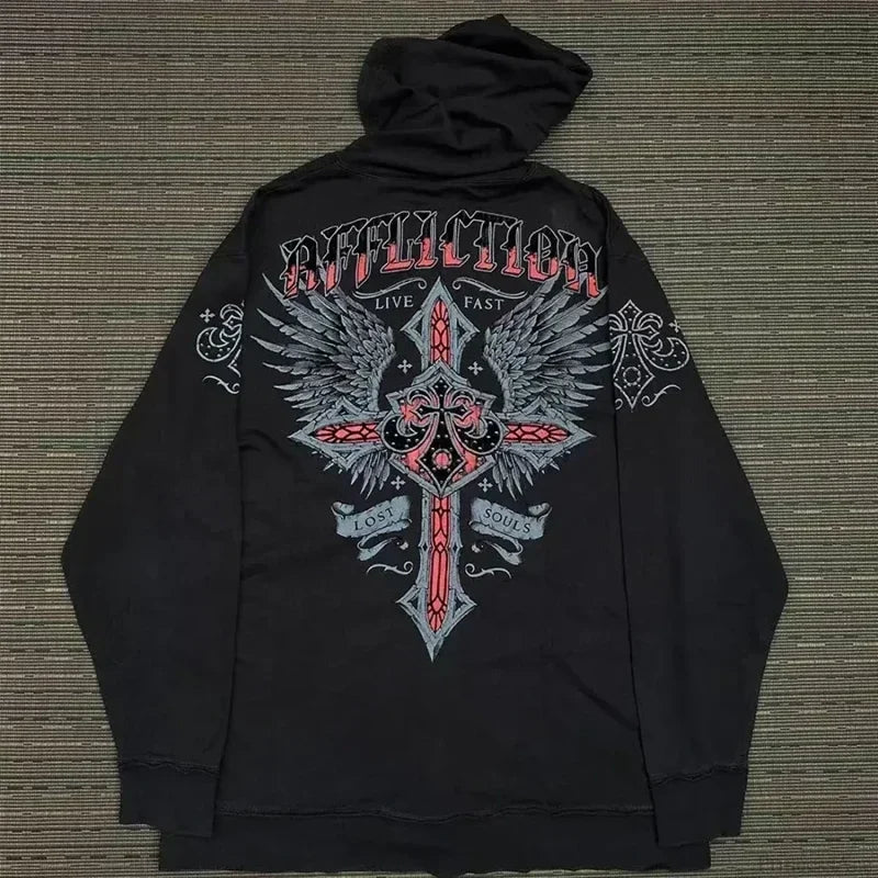 Fashionable Loose Plus Size Hoodie black 9 / S