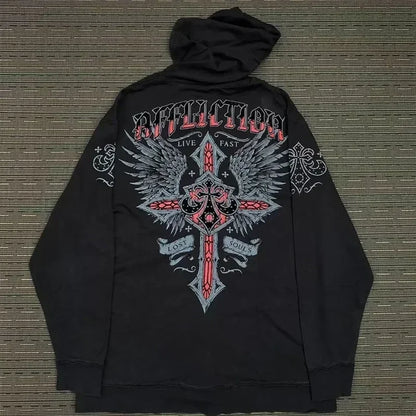 Fashionable Loose Plus Size Hoodie black 9 / S