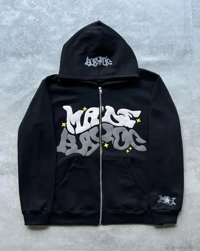 Fashionable Loose Plus Size Hoodie black 5 / S