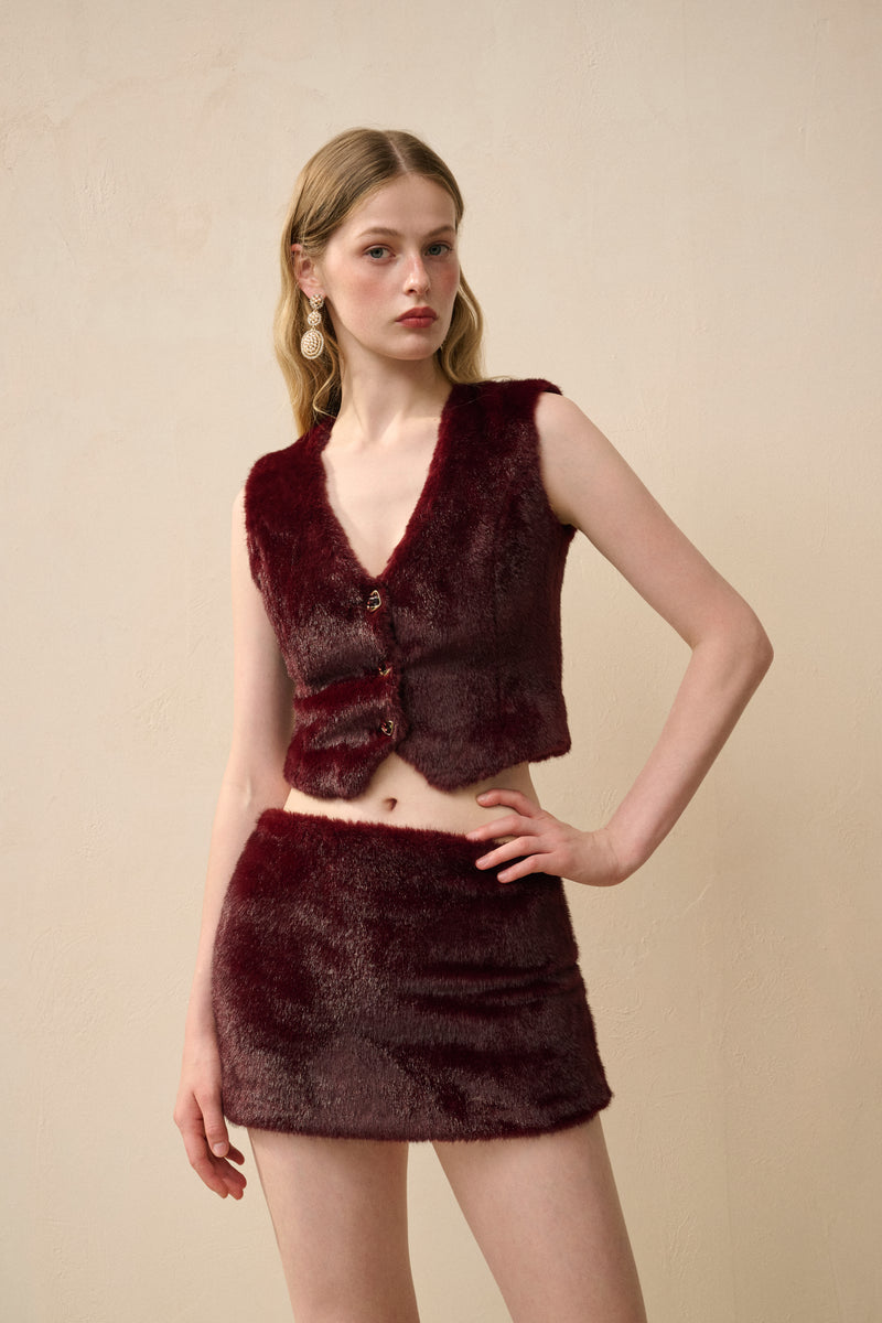 Faux fur slim fit set