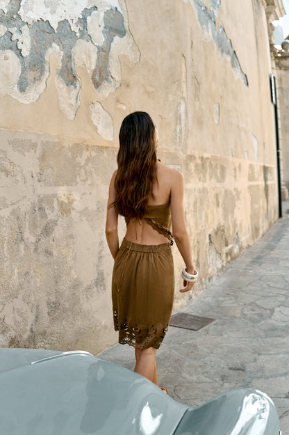 Faux suede eyelet set