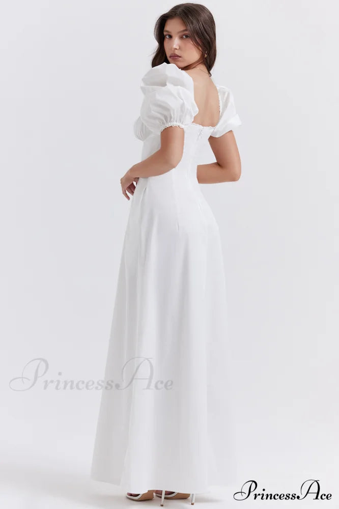Felizia White Stylish Puff Sleeve Sundress