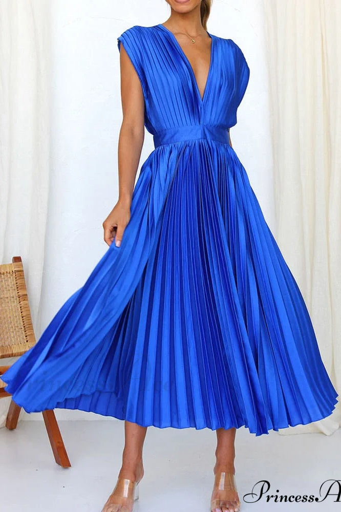 Female Loose Zipper Trendy Pleated Party Dress