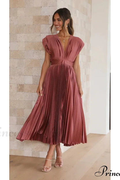 Female Loose Zipper Trendy Pleated Party Dress