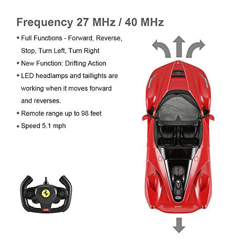 Rastar 1:14 R/C FERRARI LaFerrari Aperta Remote Control Car for Kids (Open Doors Manually w/ Drift Function) - Voltz Toys