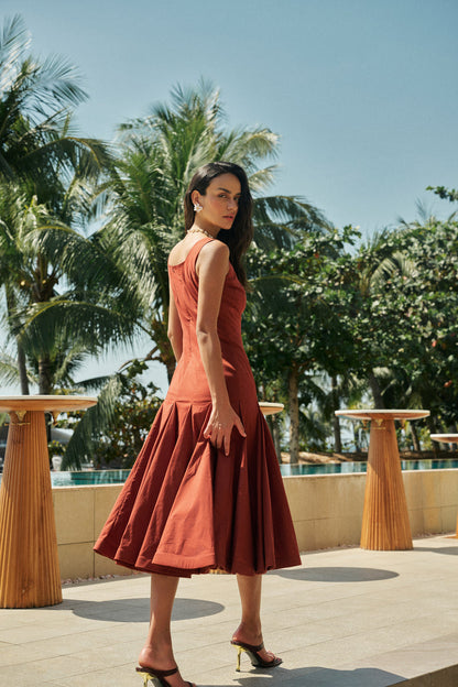 Flare hem midi dress