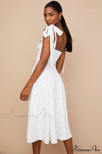 Fleur De Paris Charming Floral Split Midi Dress