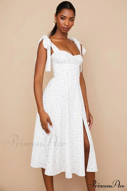 Fleur De Paris Charming Floral Split Midi Dress