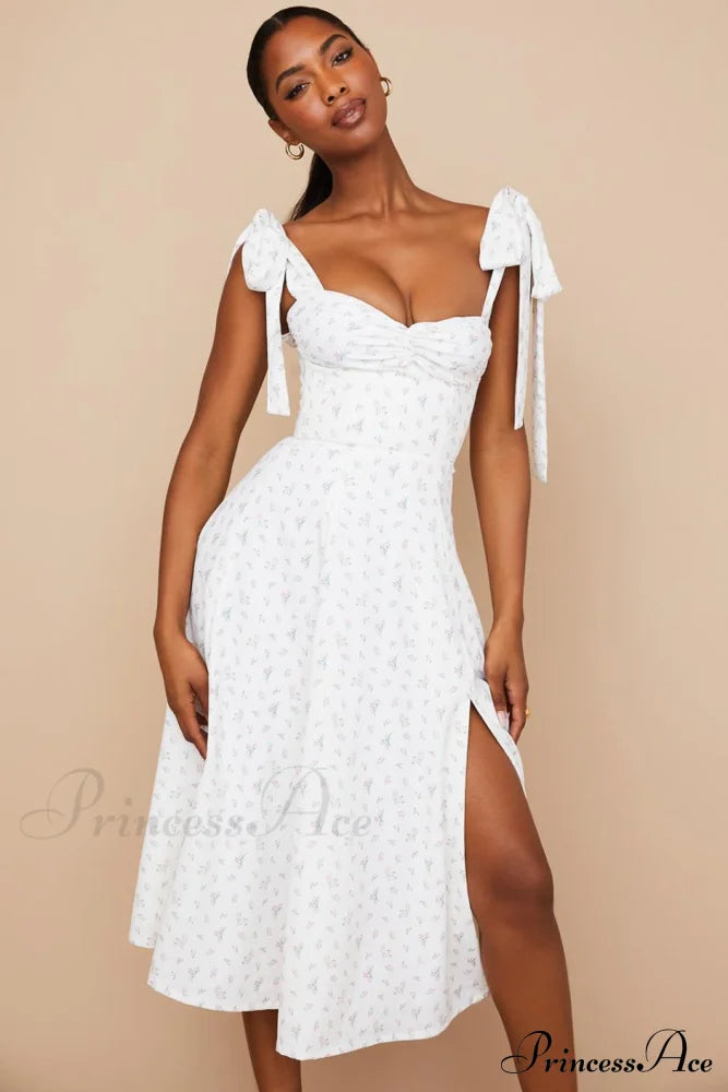 Fleur De Paris Charming Floral Split Midi Dress