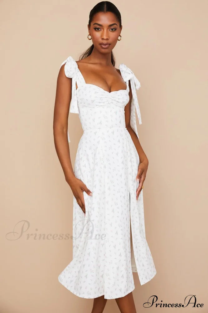 Fleur De Paris Charming Floral Split Midi Dress