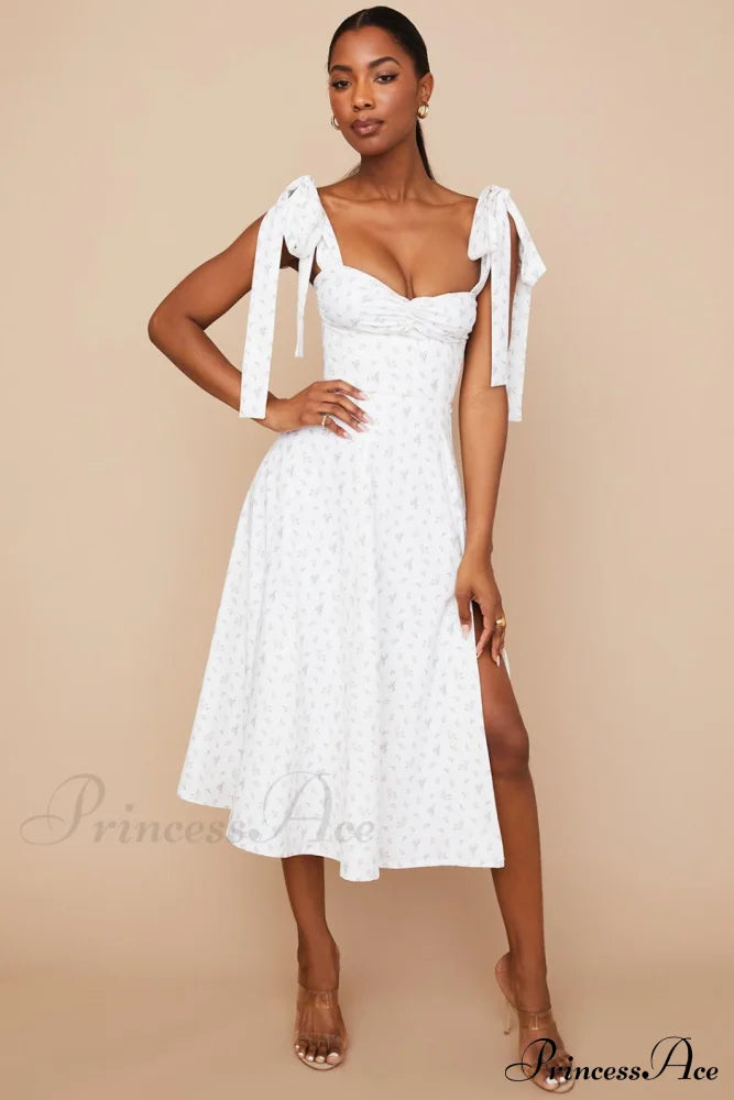 Fleur De Paris Charming Floral Split Midi Dress