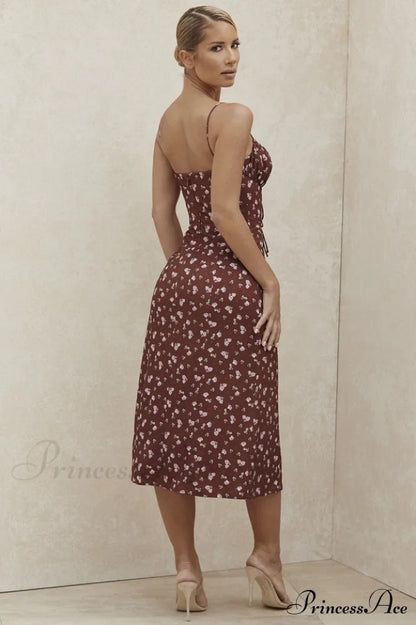 Floral Bustier Stylish Midi Dress