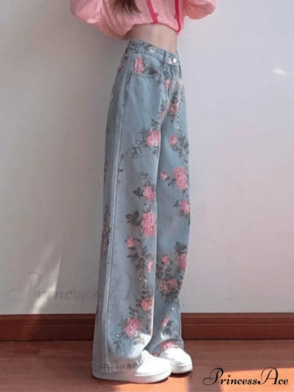 Floral Charming Flare Pants Jeans