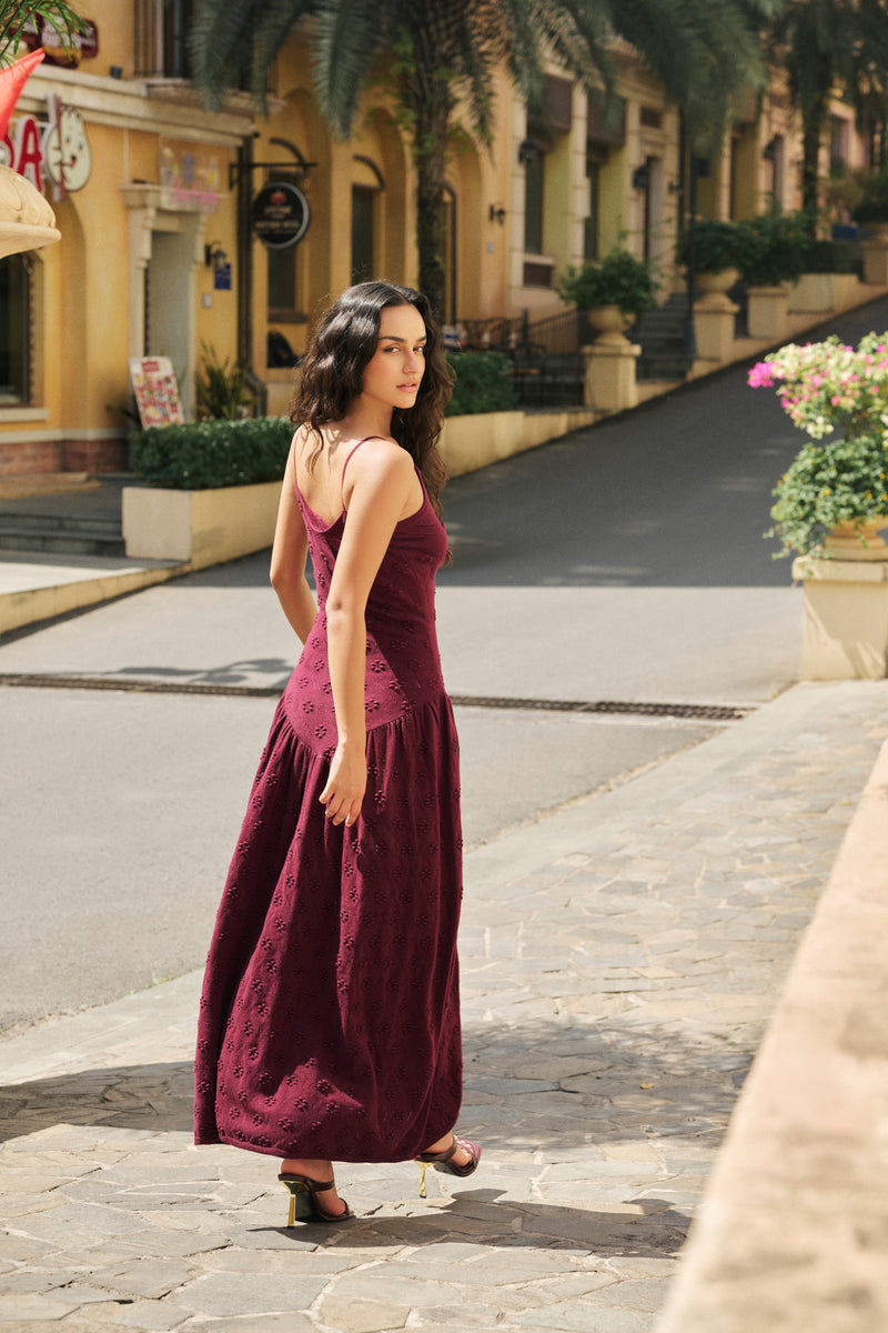 Floral jacquard maxi dress