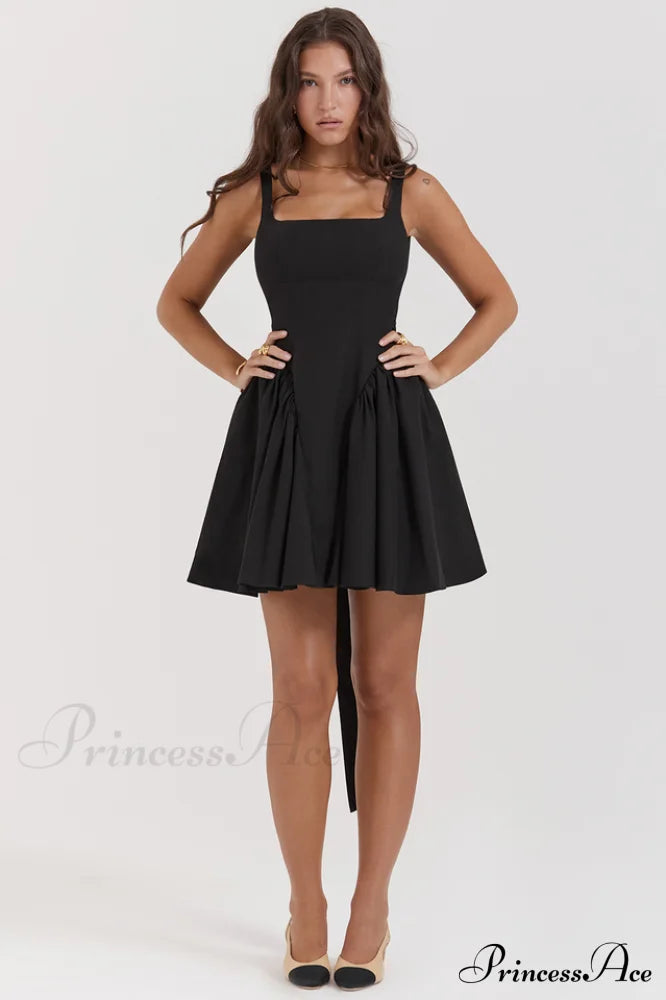 Florianne Black Stylish Bow Mini Dress