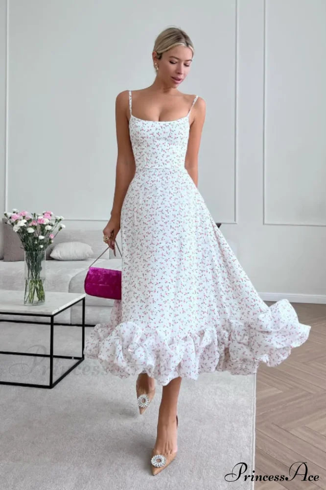 Flounce Bustier Stylish Midi Dress