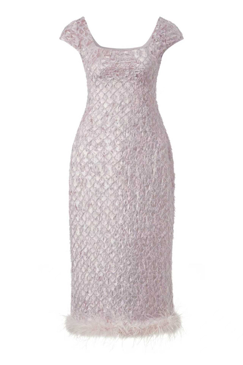 Fringed square neck dress