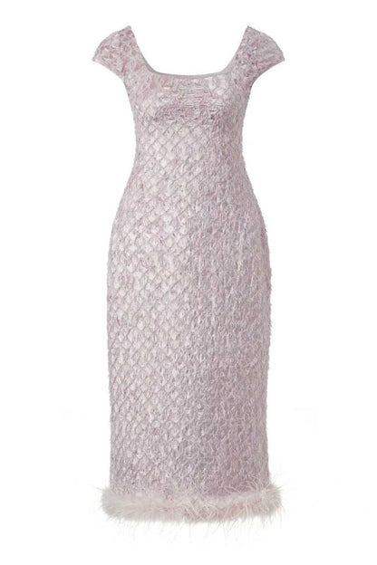 Fringed square neck dress