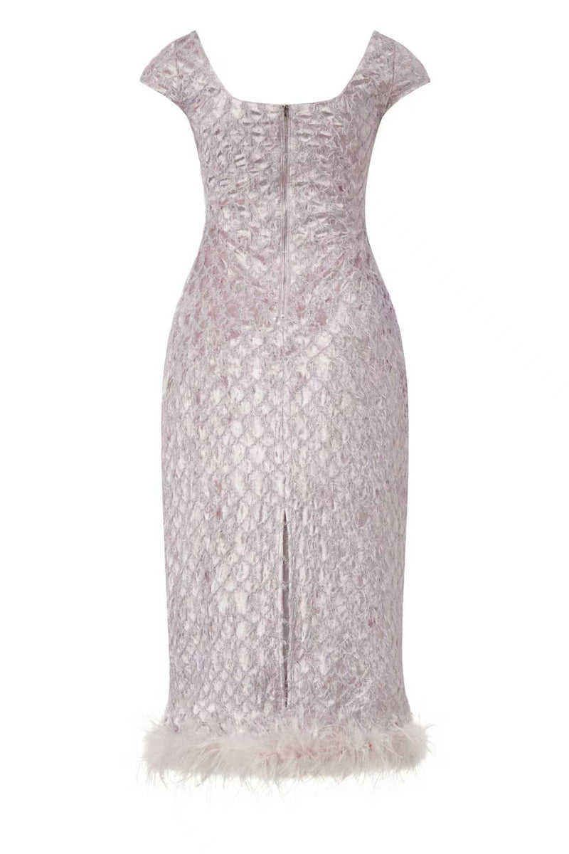 Fringed square neck dress