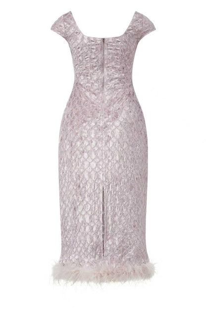Fringed square neck dress