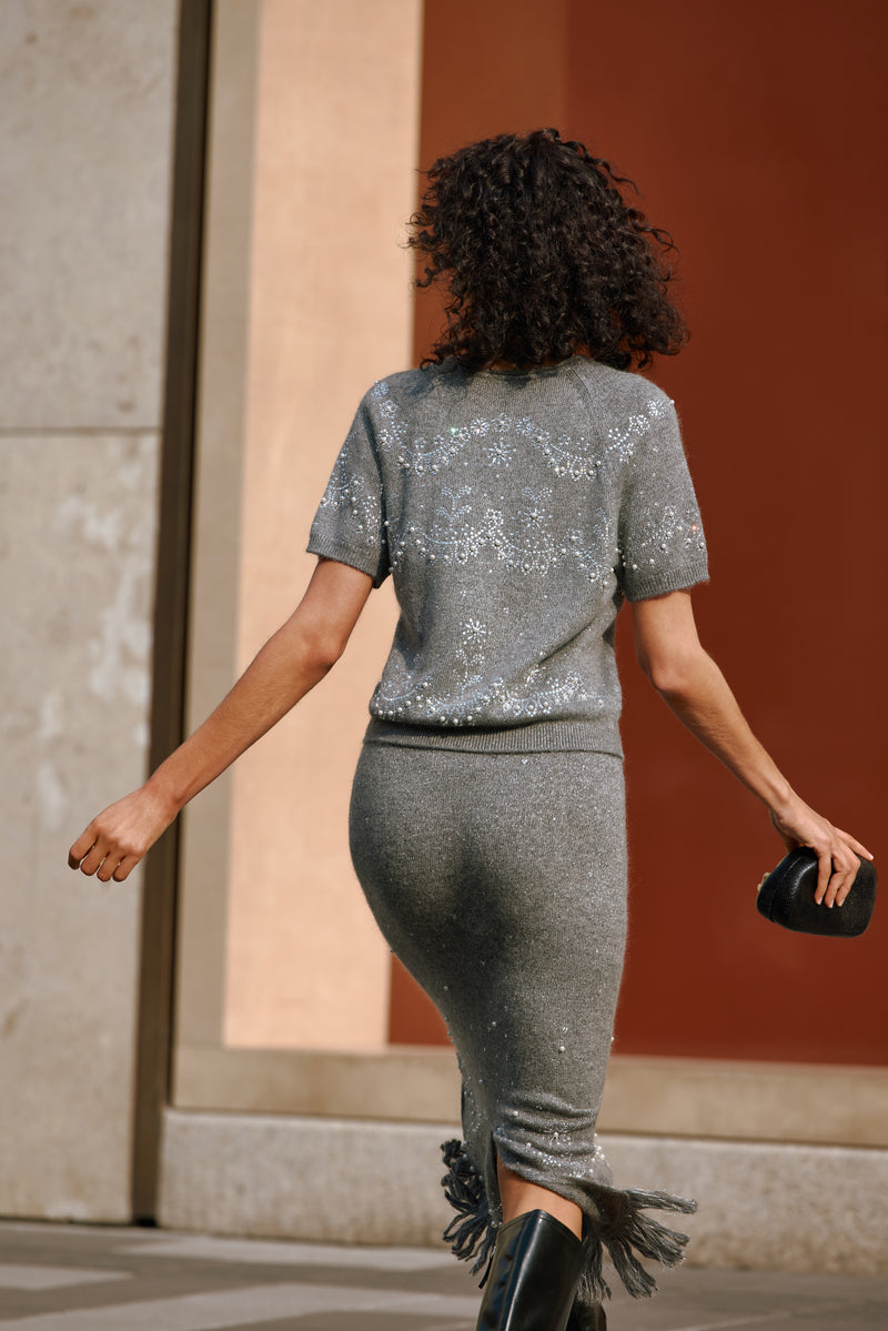 Frosted pearls wool sweater