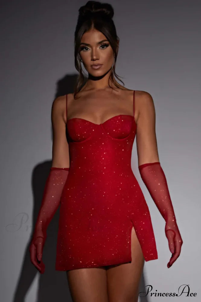 Georgia Shiny Stylish Dress With Gloves