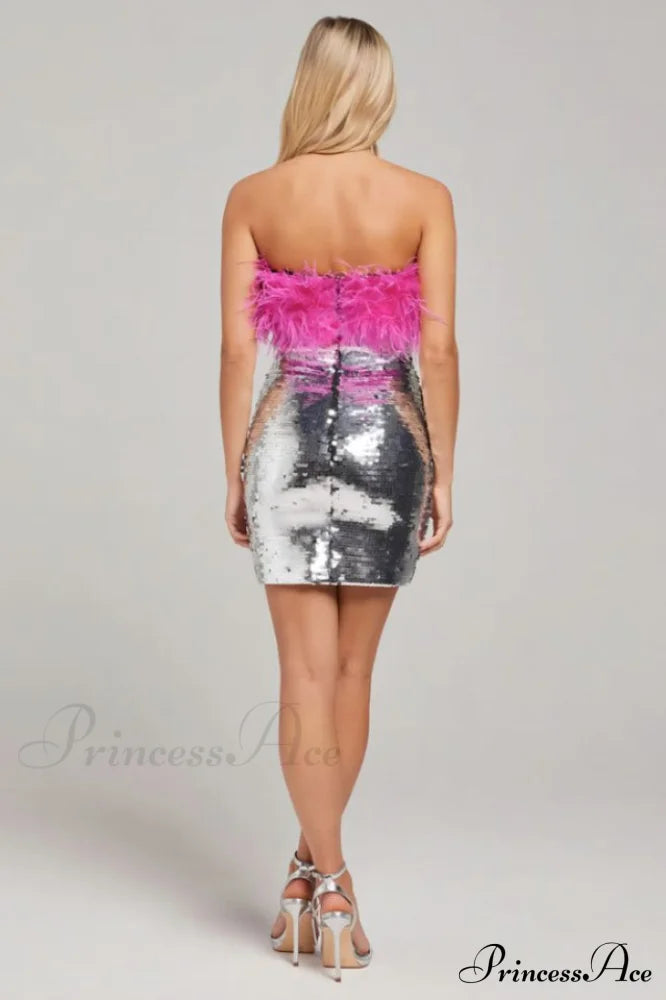 Giela Feather Stylish Sequin Mini Dress