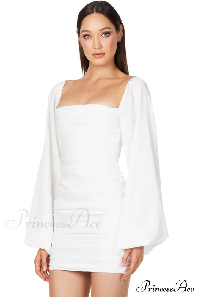 Glossy Satin Square Neck Mini Dress | Dress In Beauty