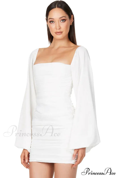Glossy Satin Square Neck Mini Dress | Dress In Beauty