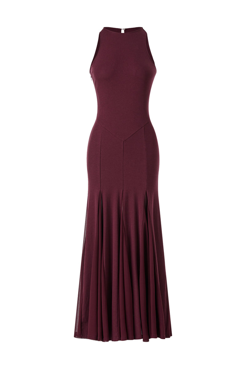 Godet-hem sleeveless maxi dress