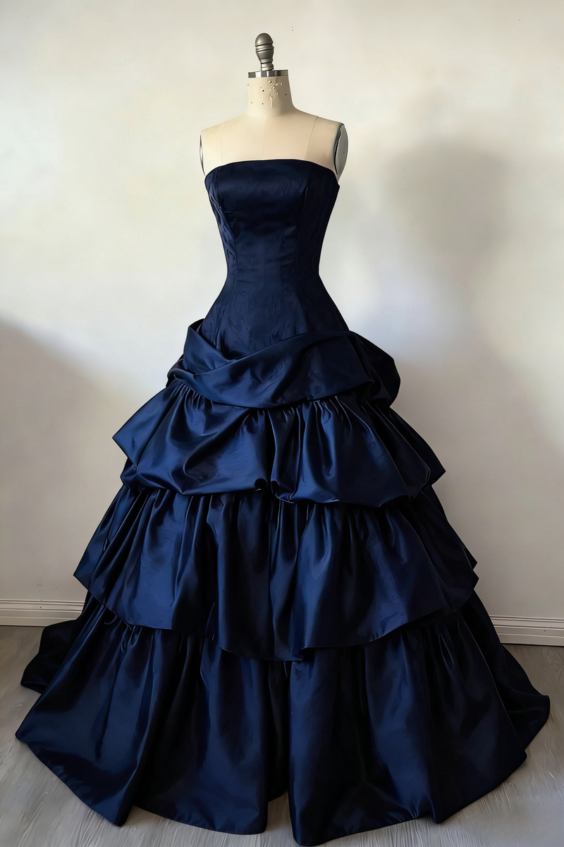 Gorgeous A-Line Burgundy Prom Dress Satin Strapless Long Evening Dress Sleeveless Birthday Dress