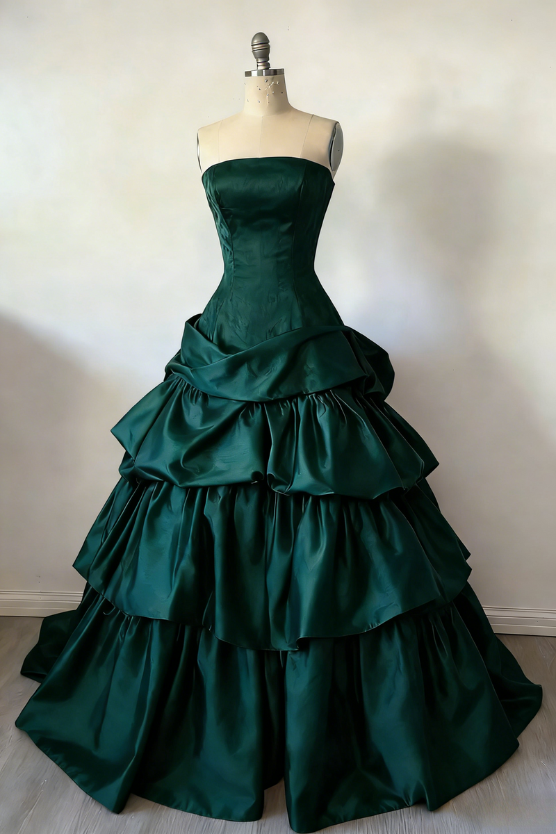 Gorgeous A-Line Burgundy Prom Dress Satin Strapless Long Evening Dress Sleeveless Birthday Dress