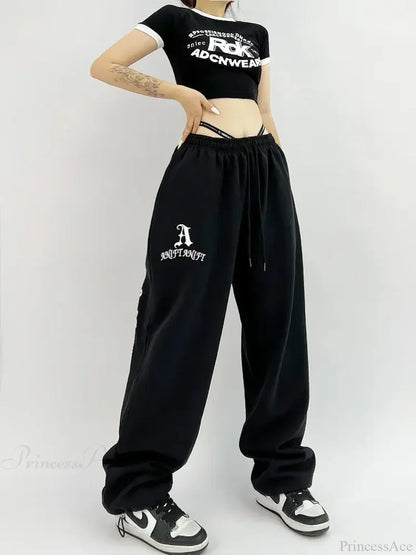 Gothic Hip Hop Grunge Black Jogging Pants