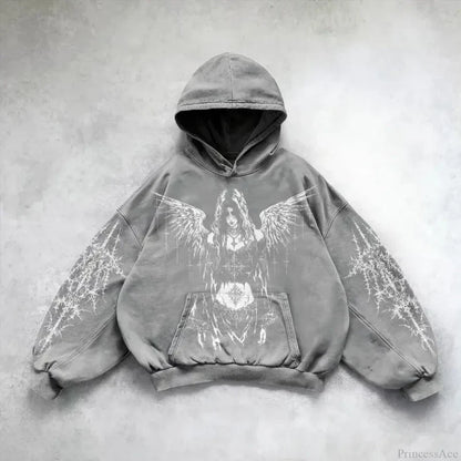 Goths Pattern Print Hoodie grey 1 / M