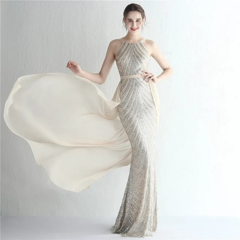 Green Off Shoulder Tassel Sequin Evening Dress Sexy Cross Back Christmas Party Silver / 2 Dresses-L