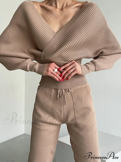 Hala Elegant Knitted Set Black / One Size