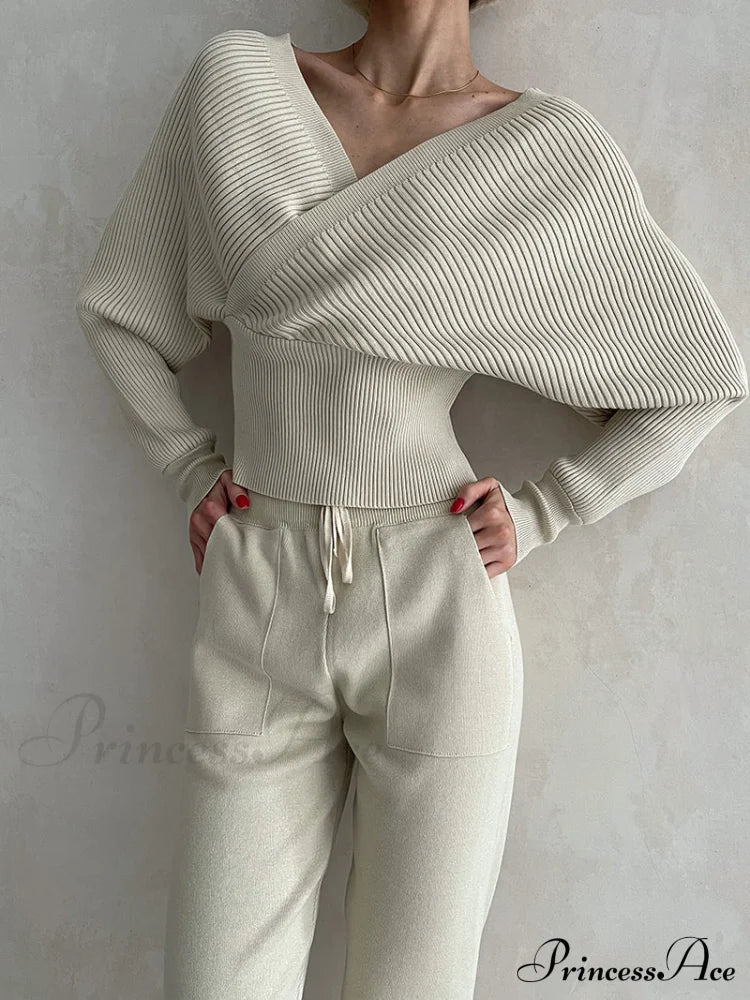 Hala Elegant Knitted Set Gray / One Size