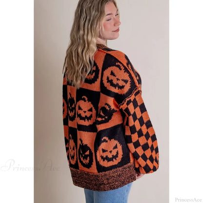 Halloween Christmas Round Neck Long Sleeve Aesthetic Gingerbread Loose Sweater Sweaters-L