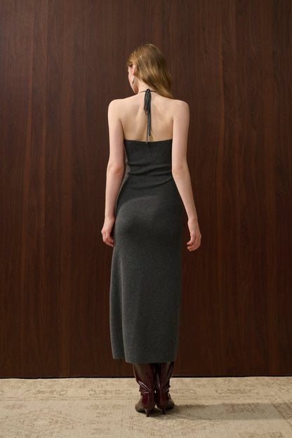 Halterneck fringed dress