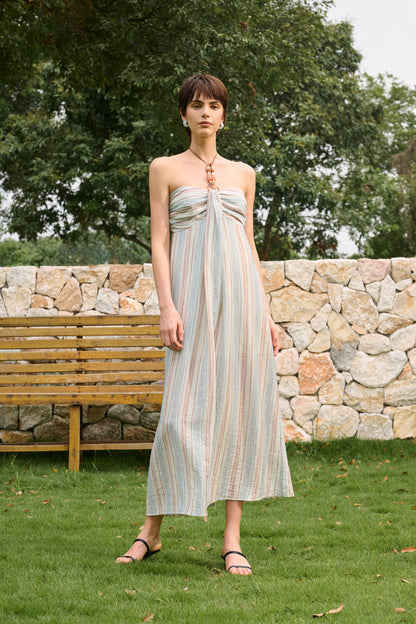 Halterneck striped dress
