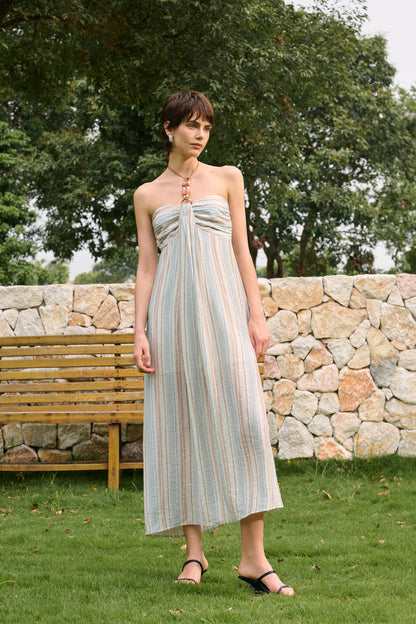 Halterneck striped dress